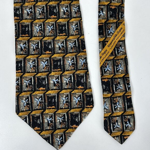Ermenegildo Zegna Other - Ermenegildo Zegna Tie 100% Silk Geometric Floral Squares 3D Made In Italy